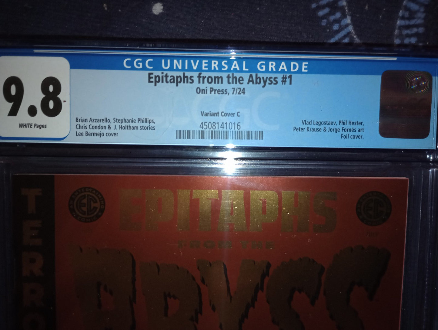 EC EPITAPHS FROM THE ABYSS #1 ONI PRESS 2024 LEE BERMEJO FOIL VARIANT CGC 9.8 NM