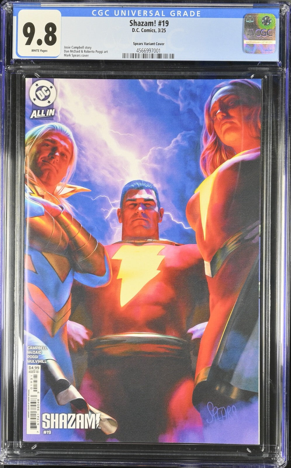 Shazam! #19, First Print. Mark Spears Variant (2025) Campbell, DC. 💎🔥⚡️